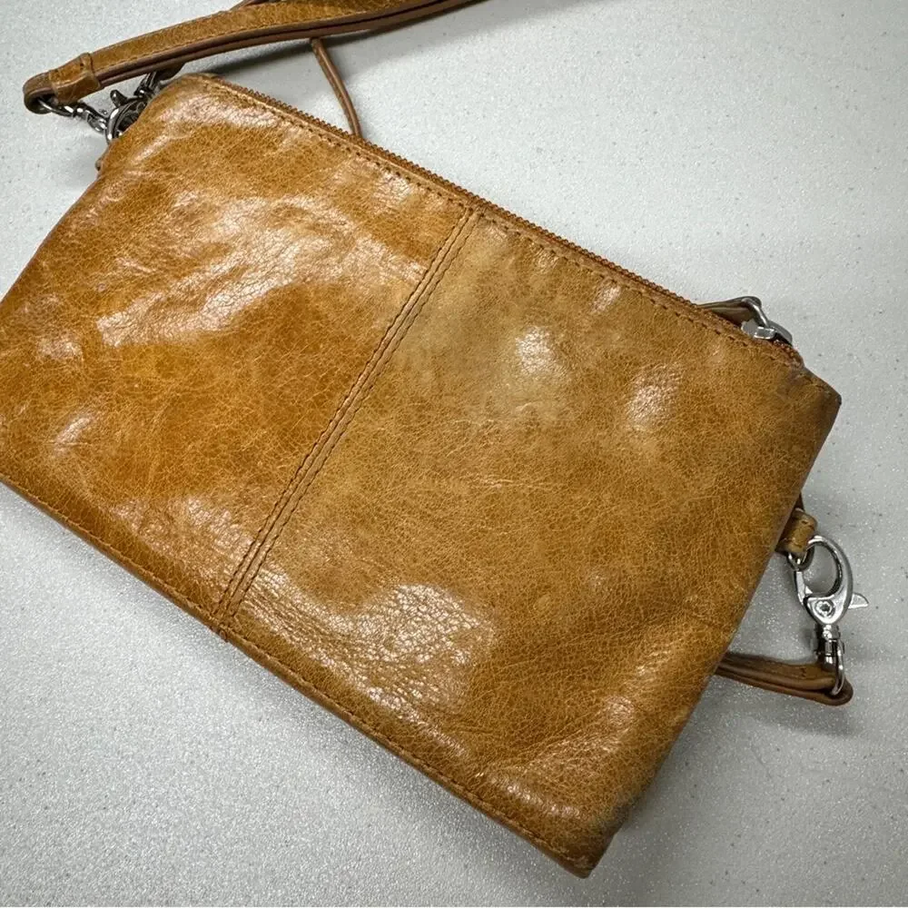 Lodis Tan Leather Crossbody Mini Handbag Purse Bag Womens Magnetic Closure